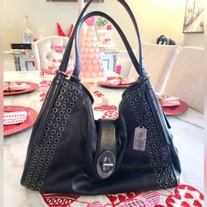 Coach Black Shoulder Bag with Silver Accents